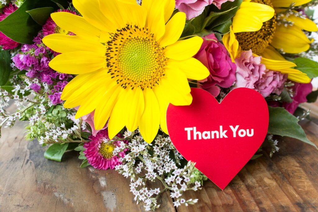 Thank You Card with Bouquet of Summer Flowers